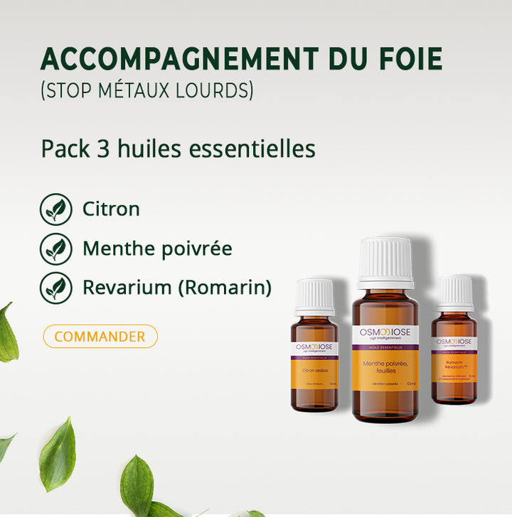 Accompagnement du foie (Stop métaux lourds) citron 10ml - Menthe poivrée 5 ml- Revarium 5 ml