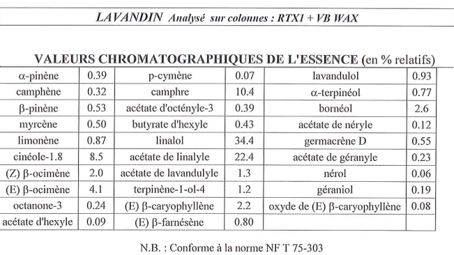 Lavandin abrial OB, sommités fleuries : douleurs musculaires