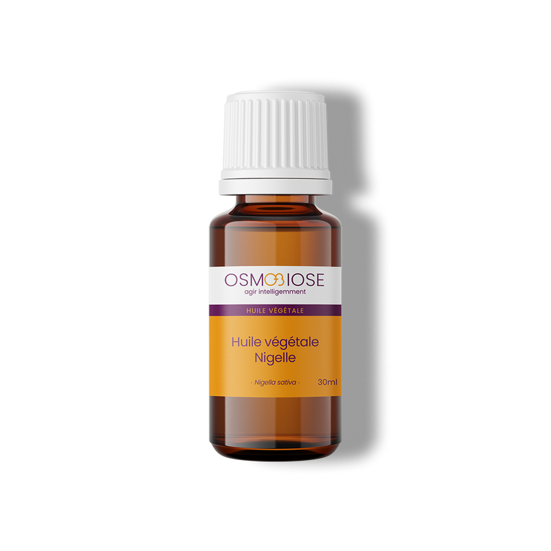 Huile végétale de Nigelle OB, graines : équilibre le système immunitaire et le microbiote, excipient actif.