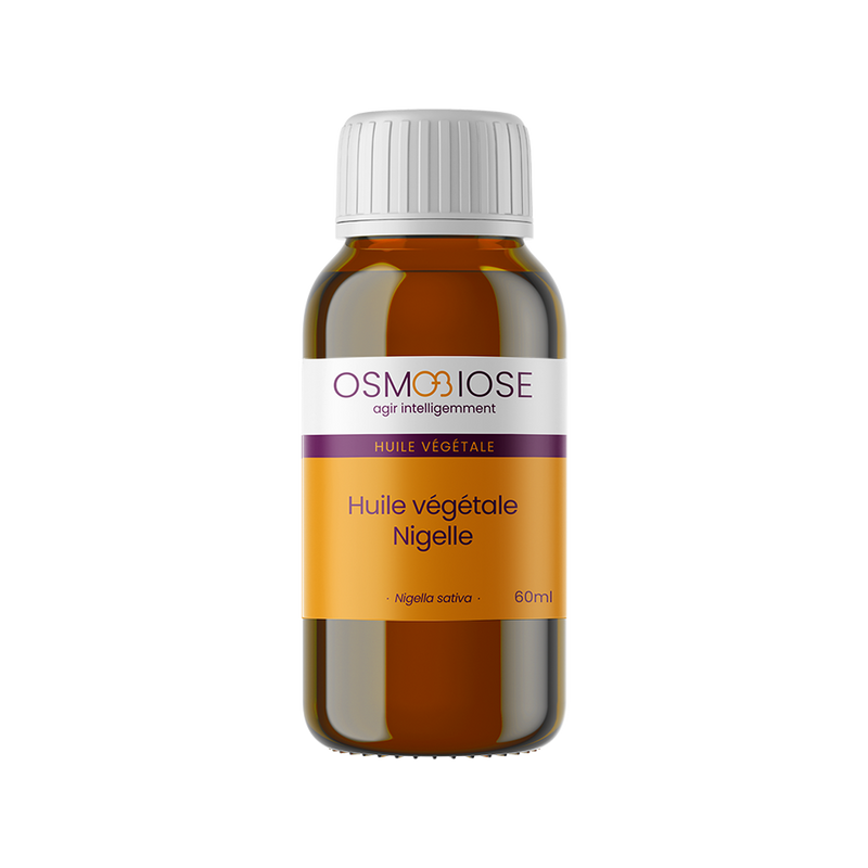 Huile végétale de Nigelle OB, graines : équilibre le système immunitaire et le microbiote, excipient actif.